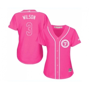 Women's Majestic Texas Rangers #3 Russell Wilson Authentic Pink Fashion Cool Base MLB Jersey