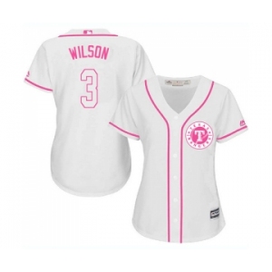 Women's Majestic Texas Rangers #3 Russell Wilson Replica White Fashion Cool Base MLB Jersey