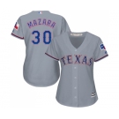 Women's Majestic Texas Rangers #30 Nomar Mazara Replica Grey Road Cool Base MLB Jersey