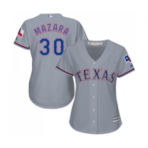 Women's Majestic Texas Rangers #30 Nomar Mazara Replica Grey Road Cool Base MLB Jersey