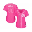 Women's Majestic Texas Rangers #30 Nomar Mazara Replica Pink Fashion Cool Base MLB Jersey