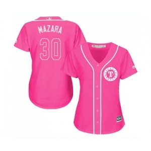 Women's Majestic Texas Rangers #30 Nomar Mazara Replica Pink Fashion Cool Base MLB Jersey