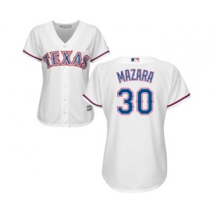 Women's Majestic Texas Rangers #30 Nomar Mazara Replica White Home Cool Base MLB Jersey