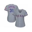 Women's Majestic Texas Rangers #31 Ferguson Jenkins Authentic Grey Road Cool Base MLB Jersey