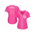 Women's Majestic Texas Rangers #31 Ferguson Jenkins Replica Pink Fashion Cool Base MLB Jersey