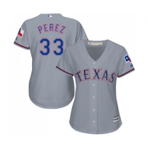 Women's Majestic Texas Rangers #33 Martin Perez Replica Grey Road Cool Base MLB Jersey