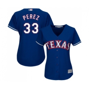 Women's Majestic Texas Rangers #33 Martin Perez Replica Royal Blue Alternate 2 Cool Base MLB Jersey