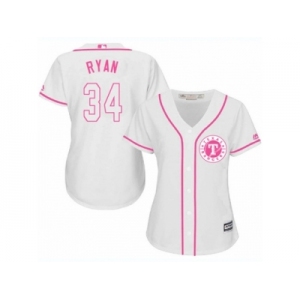 Women's Majestic Texas Rangers #34 Nolan Ryan Replica White Fashion Cool Base MLB Jersey