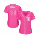 Women's Majestic Texas Rangers #40 Bartolo Colon Replica Pink Fashion Cool Base MLB Jersey