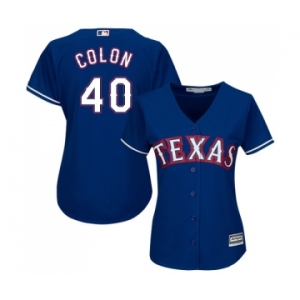 Women's Majestic Texas Rangers #40 Bartolo Colon Replica Royal Blue Alternate 2 Cool Base MLB Jersey