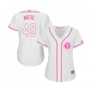 Women's Majestic Texas Rangers #49 Jon Niese Replica White Fashion Cool Base MLB Jersey