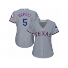 Women's Majestic Texas Rangers #5 Mike Napoli Replica Grey Road Cool Base MLB Jersey