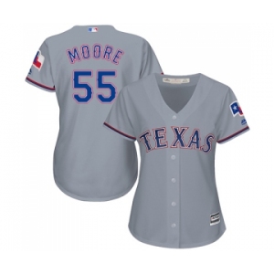Women's Majestic Texas Rangers #55 Matt Moore Authentic Grey Road Cool Base MLB Jersey