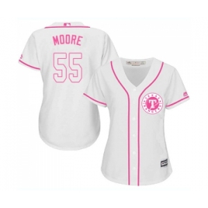 Women's Majestic Texas Rangers #55 Matt Moore Replica White Fashion Cool Base MLB Jersey