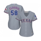 Women's Majestic Texas Rangers #58 Alex Claudio Replica Grey Road Cool Base MLB Jersey