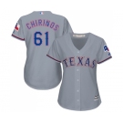 Women's Majestic Texas Rangers #61 Robinson Chirinos Replica Grey Road Cool Base MLB Jersey