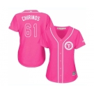 Women's Majestic Texas Rangers #61 Robinson Chirinos Replica Pink Fashion Cool Base MLB Jersey