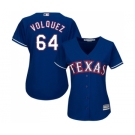 Women's Majestic Texas Rangers #64 Edinson Volquez Authentic Royal Blue Alternate 2 Cool Base MLB Jersey