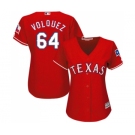 Women's Majestic Texas Rangers #64 Edinson Volquez Replica Red Alternate Cool Base MLB Jersey