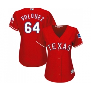 Women's Majestic Texas Rangers #64 Edinson Volquez Replica Red Alternate Cool Base MLB Jersey