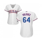 Women's Majestic Texas Rangers #64 Edinson Volquez Replica White Home Cool Base MLB Jersey