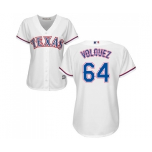 Women's Majestic Texas Rangers #64 Edinson Volquez Replica White Home Cool Base MLB Jersey