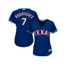 Women's Majestic Texas Rangers #7 Ivan Rodriguez Authentic Royal Blue Alternate 2 Cool Base MLB Jersey