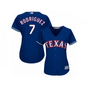 Women's Majestic Texas Rangers #7 Ivan Rodriguez Authentic Royal Blue Alternate 2 Cool Base MLB Jersey
