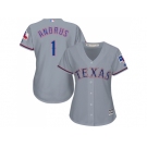 Women's Texas Rangers #1 Elvis Andrus Grey Road Stitched MLB Jersey