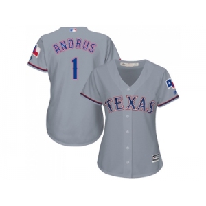 Women's Texas Rangers #1 Elvis Andrus Grey Road Stitched MLB Jersey