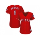 Women's Texas Rangers #1 Elvis Andrus Red Alternate Stitched MLB Jersey