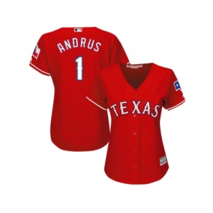 Women's Texas Rangers #1 Elvis Andrus Red Alternate Stitched MLB Jersey