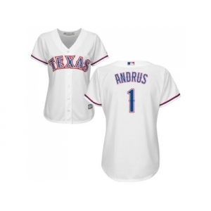 Women's Texas Rangers #1 Elvis Andrus White Home Stitched MLB Jersey