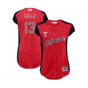 Women's Texas Rangers #13 Joey Gallo Authentic Red American League 2019 Baseball All-Star Jersey