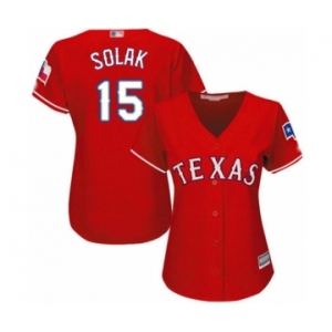 Women's Texas Rangers #15 Nick Solak Authentic Red Alternate Cool Base Baseball Player Jersey