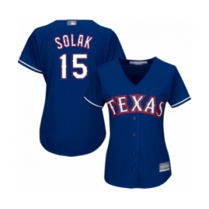 Women's Texas Rangers #15 Nick Solak Authentic Royal Blue Alternate 2 Cool Base Baseball Player Jersey