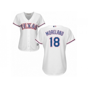 Women's Texas Rangers #18 Moreland White Road Stitched MLB Jersey