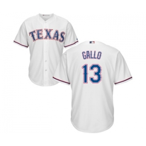 Youth Majestic Texas Rangers #13 Joey Gallo Authentic White Home Cool Base MLB Jersey