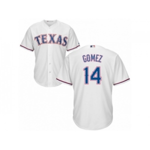 Youth Majestic Texas Rangers #14 Carlos Gomez Authentic White Home Cool Base MLB Jersey