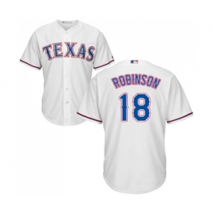 Youth Majestic Texas Rangers #18 Drew Robinson Authentic White Home Cool Base MLB Jersey