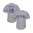 Youth Majestic Texas Rangers #19 Jurickson Profar Replica Grey Road Cool Base MLB Jersey