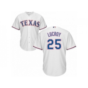 Youth Majestic Texas Rangers #25 Jonathan Lucroy Authentic White Home Cool Base MLB Jersey