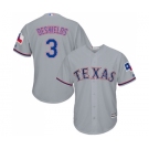 Youth Majestic Texas Rangers #3 Delino DeShields Authentic Grey Road Cool Base MLB Jersey