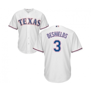 Youth Majestic Texas Rangers #3 Delino DeShields Authentic White Home Cool Base MLB Jersey