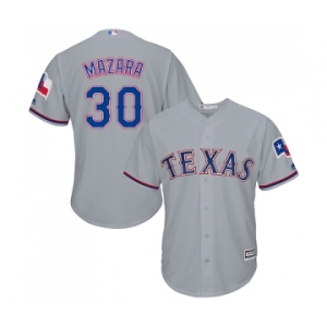 Youth Majestic Texas Rangers #30 Nomar Mazara Replica Grey Road Cool Base MLB Jersey