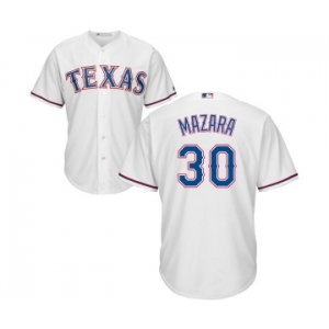 Youth Majestic Texas Rangers #30 Nomar Mazara Replica White Home Cool Base MLB Jersey