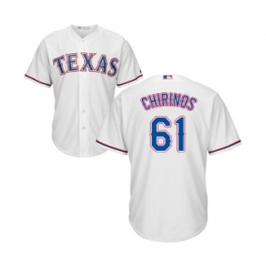 Youth Majestic Texas Rangers #61 Robinson Chirinos Replica White Home Cool Base MLB Jersey