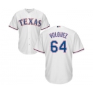 Youth Majestic Texas Rangers #64 Edinson Volquez Replica White Home Cool Base MLB Jersey