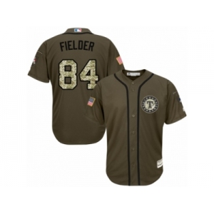 Youth Majestic Texas Rangers #84 Prince Fielder Replica Green Salute to Service MLB Jersey
