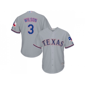 Youth Texas Rangers #3 Russell Wilson Grey Cool Base Stitched MLB Jersey